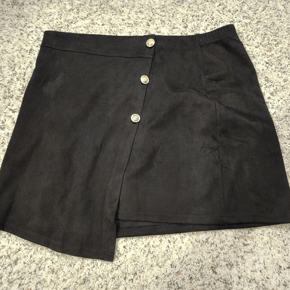Shein Black Asymmetrical Felt Skirt